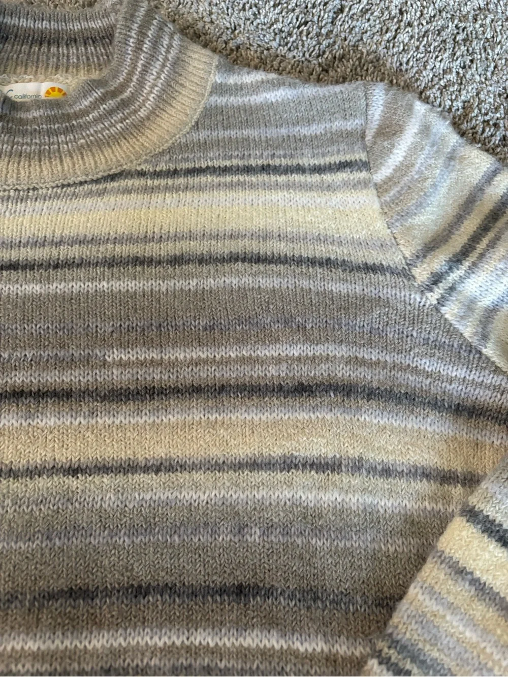 C&C California Mockneck Knit Fuzzy Cozy Striped Sweater Womens Size 2XL